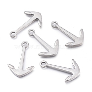 304 Stainless Steel Pendants, Anchor, Stainless Steel Color, 38x24.5x3.5mm, Hole: 4mm(STAS-K207-42P)