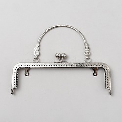 Iron Purse Kiss Lock Bag Handle Frame, for Bag Sewing Craft Tailor Sewer, Platinum, 150mm, Hole: 5mm(FIND-WH0149-94P)