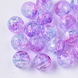 Transparent Crackle Acrylic Beads, Round, Orchid, 10mm, Hole: 2mm, about 943pc/500g(CACR-N002-10)