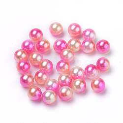 Rainbow Acrylic Imitation Pearl Beads, Gradient Mermaid Pearl Beads, No Hole, Round, Hot Pink, 10mm, about 1000pcs/bag(OACR-R065-10mm-04)
