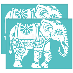 Self-Adhesive Silk Screen Printing Stencil, for Painting on Wood, DIY Decoration T-Shirt Fabric, Turquoise, Elephant, 280x220mm(DIY-WH0338-331)