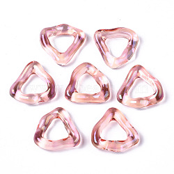 Transparent Resin Finger Rings, AB Color Plated, Triangle, Pink, Inner Diameter: 11mm(RJEW-T013-005-E04)