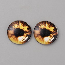 Glass Cabochons, Half Round/Dome with Eye Pattern, Coconut Brown, 25x6mm(GLAA-WH0033-75G-07)