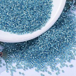 MIYUKI Delica Beads, Cylinder, Japanese Seed Beads, 11/0, (DB1209) Silverlined Ocean Blue, 1.3x1.6mm, Hole: 0.8mm, about 10000pcs/bag, 50g/bag(SEED-X0054-DB1209)