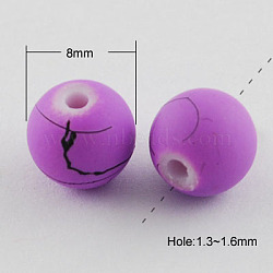 Drawbench Glass Bead Strands, Rubberized Style, Round, Orchid, 8mm; Hole: 1.3mm, 31.4inches(GLAD-S073-8mm-37)