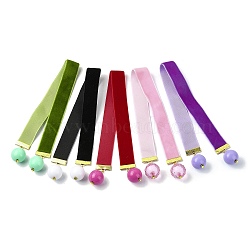 Ball Acrylic Pendant Bookmarks, Velvet Ribbon Bookmark, Mixed Color, 362x20mm, 5pcs/set(AJEW-JK00308)