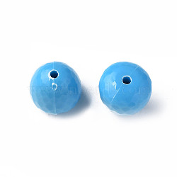 Opaque Acrylic Beads, Faceted, Teardrop, Deep Sky Blue, 15x14.5mm, Hole: 2mm, about 243pcs/500g(MACR-S373-10A-A09)