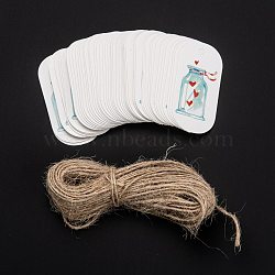 Oval Paper Gift Tags, Hang Tags, with Jute Twine, for Wedding Party Decorate, Bottle Pattern, 5x2.5x0.25cm, Hole: 3mm, 50pcs/bag(CDIS-P005-C01)