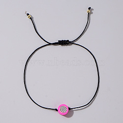 Fruit Pitaya Polymer Clay Braided Bead Bracelets, Adjustable Black Cotton Cord Bracelets for Women(LP5577-2)