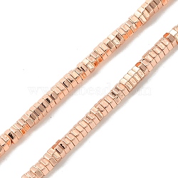 Electroplated Synthetic Non-magnetic Hematite Beads Strands, Hexagon, Rose Gold Plated, 3x2.8x1mm, Hole: 1.2mm, about 408pcs/strand, 16.06''(40.8cm)(G-I360-S01-03)