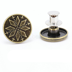 Alloy Button Pins for Jeans, Nautical Buttons, Garment Accessories, Round, Flower, 17mm(PURS-PW0009-03K)