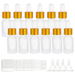 BENECREAT Frosted Empty Glass Dropper Bottles, with 3ML Disposable Plastic Dropper, Plastic Funnel Hopper, Clear, 25x80mm, Capacity: 10ml, 16pcs(MRMJ-BC0002-63B)