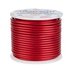 Round Aluminum Wire, Matte Effect, Red, 9 Gauge, 3mm(AW-BC0001-3mm-16B)