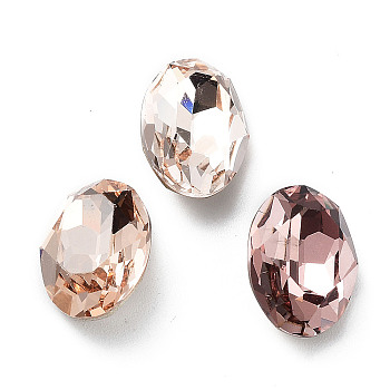 Glass Rhinestone Cabochons, Point Back & Back Plated, Faceted, Oval, Mixed Color, 14x10x5.50mm