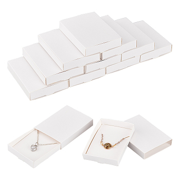 Rectangle Folding Cardboard Paper Drawer Boxes, for Rings, Bracelet and Watch Packaging, White, Finished Product: 7.3x5.35x1.3cm