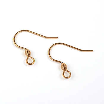 Ion Plating(IP) 304 Stainless Steel Earring Hook Findings, with Horizontal Loop, Real 18K Gold Plated, 18x16x0.8mm, 20 Gauge, Hole: 2.5mm
