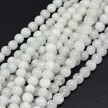Natural Rainbow Moonstone Beads Strands, Round, 8mm, Hole: 0.8mm, about 48~50pcs/strand, 15.3~15.9 inch(39~40.5cm)