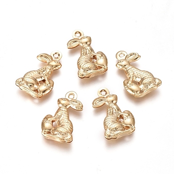 Easter 304 Stainless Steel Pendants, Easter Bunny, Golden, 18x10x3.5mm, Hole: 1mm