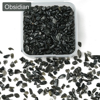 50G Natural Obsidian Chip Beads, No Hole/Undrilled, 3~9x1~4mm