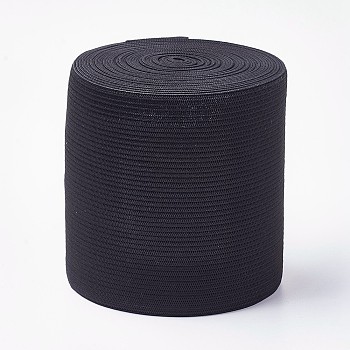 Flat Elastic Rubber Cord/Band, Webbing Garment Sewing Accessories, Black, 80x0.5mm, about 5m/roll