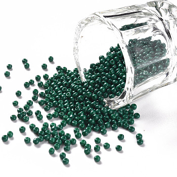 11/0 Grade A Round Glass Seed Beads, Baking Paint, Teal, 2.3x1.5mm, Hole: 1mm, about 48500pcs/pound