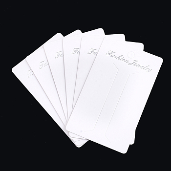 Cardboard Display Cards, Used For Hair Barrettes, Rectangle, White, 10.5x6.3x0.03cm, Hole: 7mm
