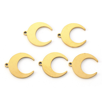 Vacuum Plating 304 Stainless Steel Pendants, Laser Cut, Crescent Moon/Double Horn, Golden, 16x15x1mm, Hole: 1.2mm
