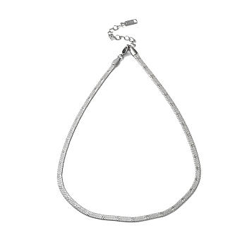 304 Stainless Steel Herringbone Chain Necklace, Stainless Steel Color, 15.98 inch(40.6cm)