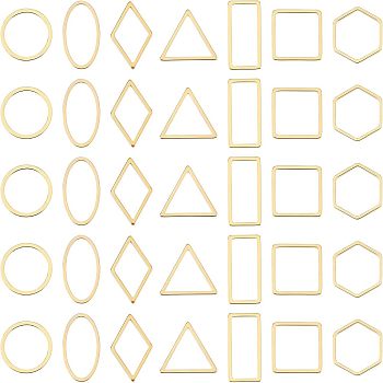 42Pcs 7 Style 304 Stainless Steel Linking Rings, Golden, 6pcs/style