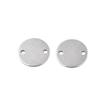 304 Stainless Steel Connector Charms, Stamping Blank Tag, Flat Round, Stainless Steel Color, 12x1mm, Hole: 1.4mm