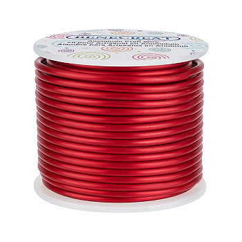 Round Aluminum Wire, Matte Effect, Red, 9 Gauge, 3mm