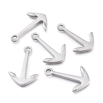 304 Stainless Steel Pendants, Anchor, Stainless Steel Color, 38x24.5x3.5mm, Hole: 4mm