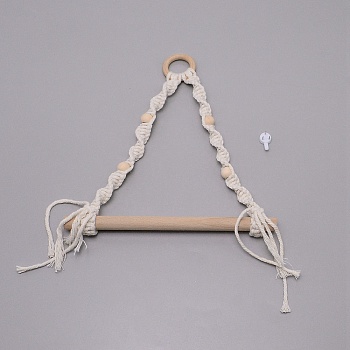 Toilet Wall Hanging Hand-Woven Rope Holder, for Roll Paper Wall Shelf Bathroom Accessories, Creamy White, 340x225x25mm