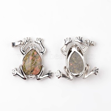 Frog Natural & Synthetic Mixed Stone Pendants(G-L455-B)-3