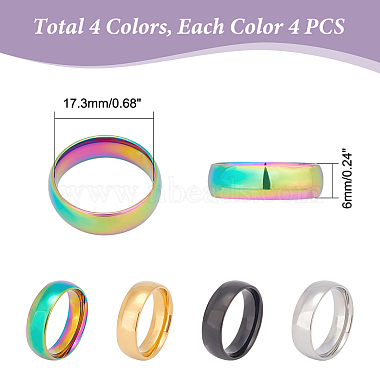 16Pcs 4 Colors 201 Stainless Steel Plain Band Finger Ring for Women(RJEW-UN0002-41)-3