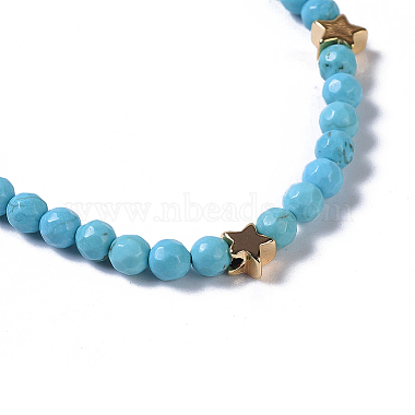 Synthetic Turquoise Braided Beaded Bracelets(BJEW-JB04215-05)-2