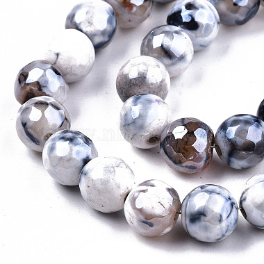 galvaniser les brins de perles d'agate craquelée au feu naturel(G-T131-54D)-3