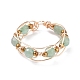 Round Natural Green Aventurine Braided Bead Finger Ring with Glass(RJEW-JR00450-01)-1
