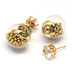 Women's Double Sided Glass Ball Stud Earrings(X-EJEW-R104-07J)-1