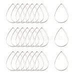 Brass Links, Cadmium Free & Lead Free, Teardrop, Silver Color Plated, about 11mm wide, 16mm long, 1mm thick(X-EC03111x16mm-S)