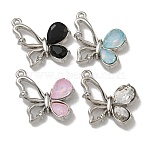 Rack Plating Alloy Rhinestone Pendants, Lead Free & Cadmium Free & Nickel Free, Butterfly Charms, Platinum, 22.5x18x4.5mm, Hole: 1.4mm(PALLOY-F312-16P)