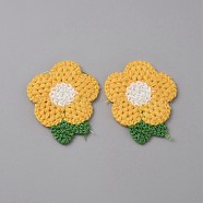 Crochet Flower Appliques, Computerized Embroidery Cloth Patches, Costume Accessories, Sewing Craft Decoration, Gold, 47x40x2.5mm(DIY-WH0502-05E)