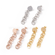 304 Stainless Steel Interlocking Rings Dangle Stud Earrings for Women, Mixed Color, 60mm, Pin: 0.7mm(EJEW-E264-07)