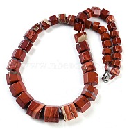 Natural Red Jasper Hexagon Prism Graduated Beaded Necklaces for Women Men, 19.49 inch(49.5cm)(NJEW-K388-03M)