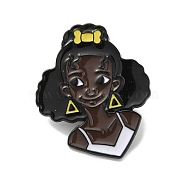 Human Girl Enamel Pins, Black Alloy Brooch for Backpack Clothes, Yellow, 30.5x24.5x1.2mm(JEWB-H020-05EB-02)