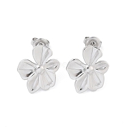 Non-Tarnish 304 Stainless Steel Stud Earrings, Flower, Stainless Steel Color, 17.5x16mm(EJEW-P258-10P)