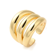 Three-layer Brass Open Cuff Rings for Women, Golden, 20.5mm, Adjustable
(RJEW-A046-08G)