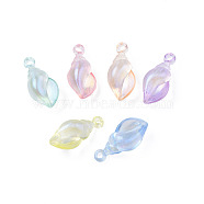 Transparent Acrylic Pendants, Glitter Powder, Conch, Mixed Color, 28.5x12.5x11mm, Hole: 2.5mm(X-OACR-N008-080M)