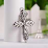 Retro 316 Surgical Stainless Steel Cross Gothic Pendants, Antique Silver, 45x30x3mm, Hole: 4.5x8.5mm(STAS-E096-66AS)