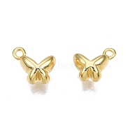 Brass Charms, Nickel Free, Butterfly, Real 18K Gold Plated, 8x9x5mm, Hole: 1.2mm(KK-N231-323)